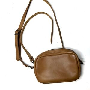 Minimalist Tan Leather Crossbody Bag Belt Bag Convertible Camera Bag Small